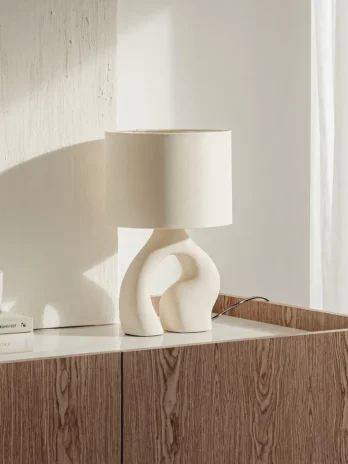Table lamp, cream ceramic/beige, 50 cm